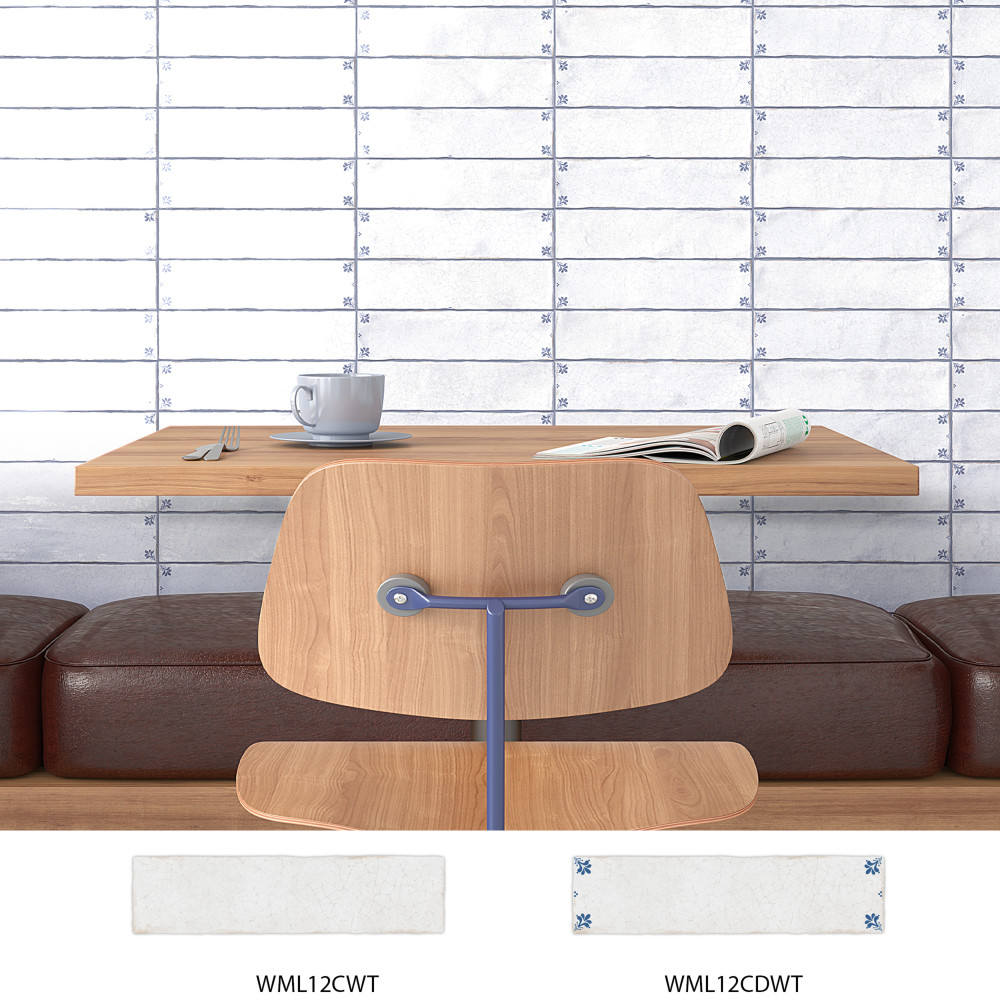 Crackle White Décor 2-7/8 in. x 11-7/8 in. Ceramic Wall Tile