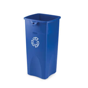 Rubbermaid Commercial, Untouchable®, Recycling, 23gal, Resin, Blue, Square, Receptacle