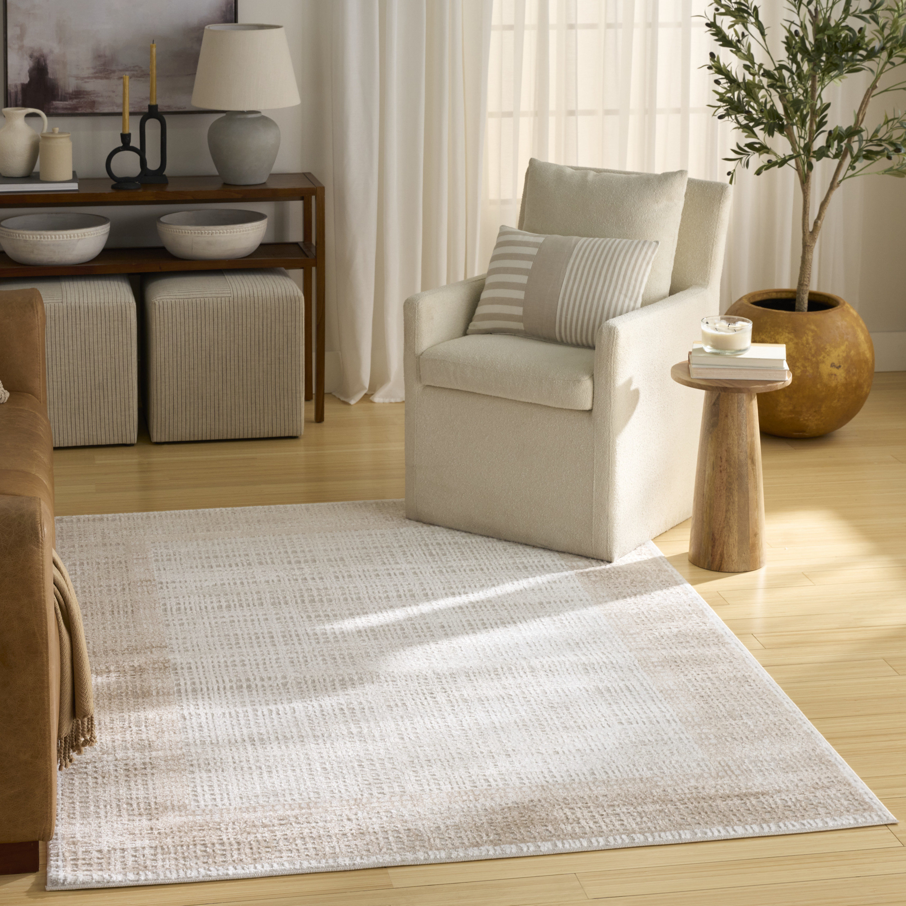Nourison Dekor 4' x 6' Ivory Beige Modern Indoor Rug