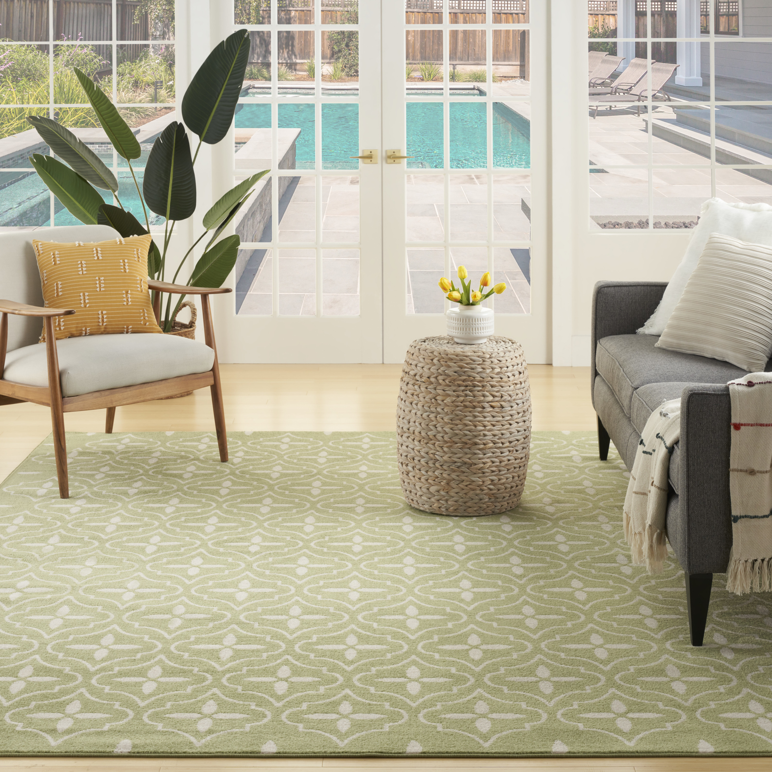 Nourison Nourison Essentials 8' x 10' Green Ivory Modern Rug