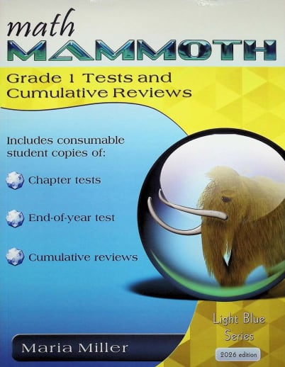 Math Mammoth Grade 1 Test and Review (2026, Black & White )
