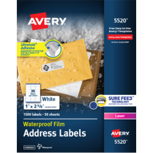 Printable Address Labels, 1" x 2-5/8", 1,500 Pack