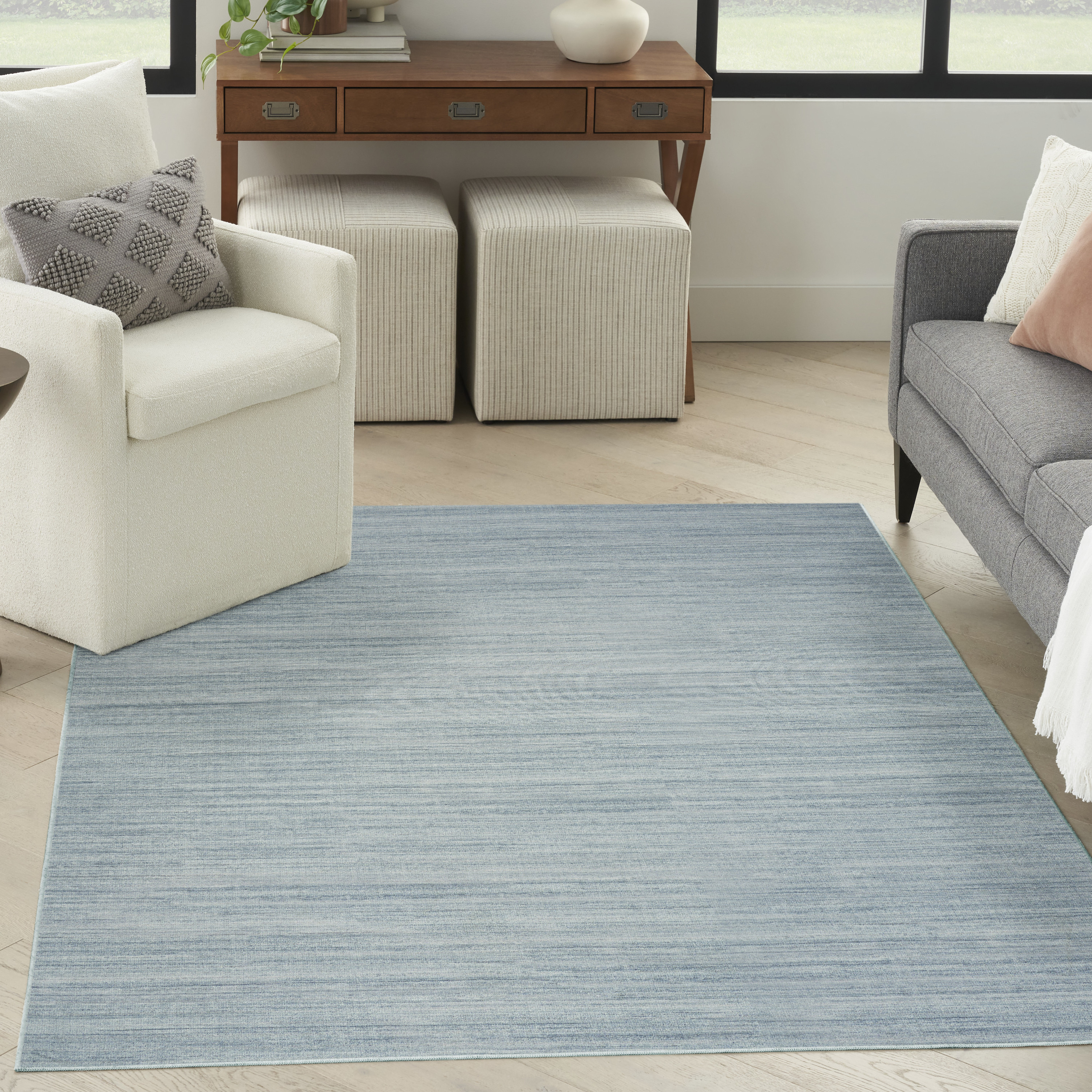 Nourison Washable Essentials 4' x 6' Aqua Modern Indoor Rug