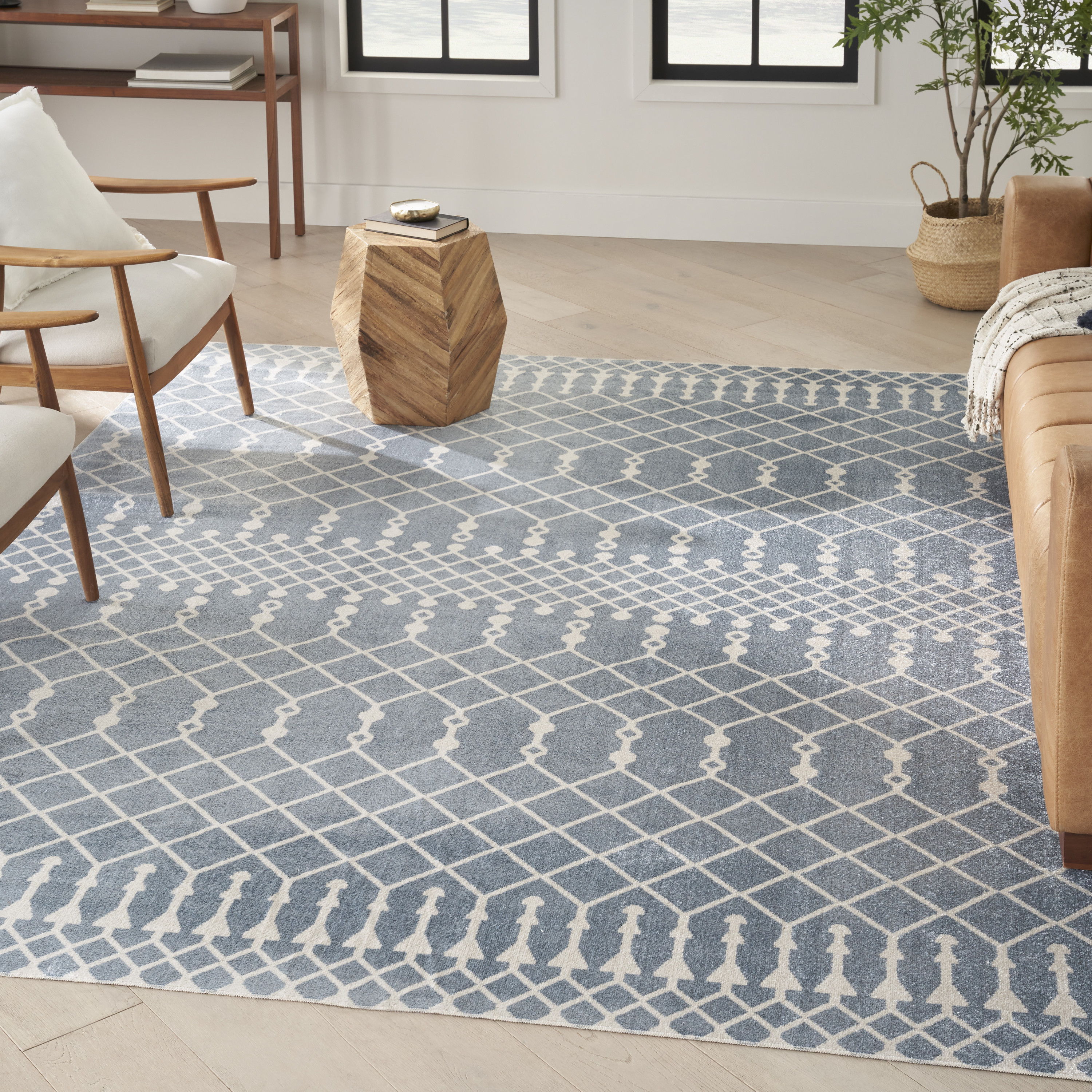 Nourison Astra Machine Washable 7'10" x 10' Blue Bohemian Indoor Rug