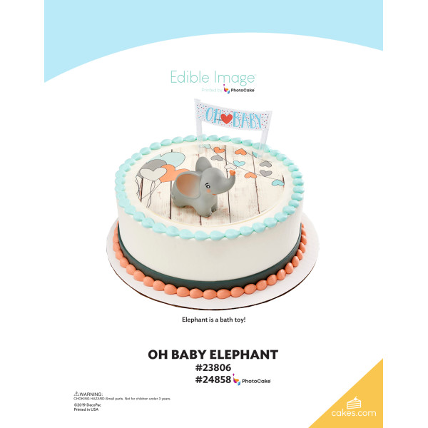 Oh Baby Elephant The Magic of Cakes® PhotoCake® Enhanced Round Background Page
