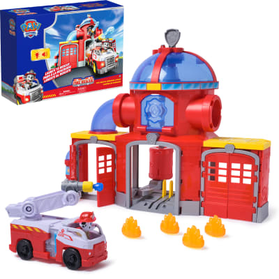 PAW Patrol Fire Rescue Command Center with Marshall Figure, Rescue Fire Truck, Lights, Launcher & Sound Fx, Kids Toys for Boys & Girls Ages 3 and Up