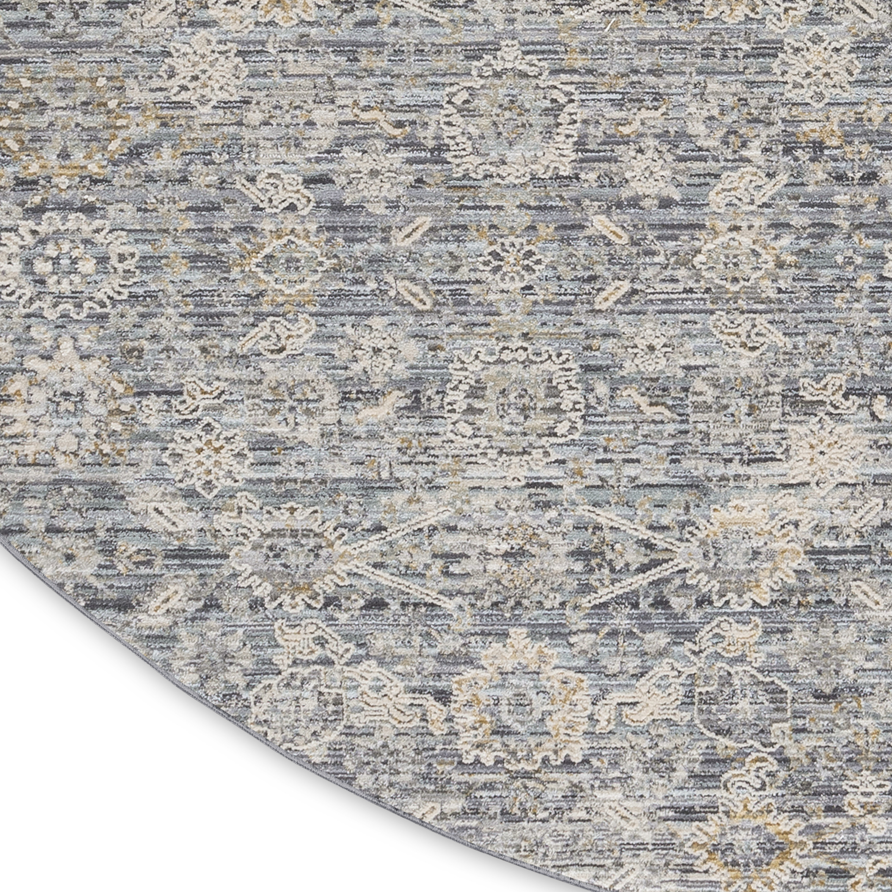 Nourison Lynx 7’10” x Round Charcoal Vintage Indoor Rug