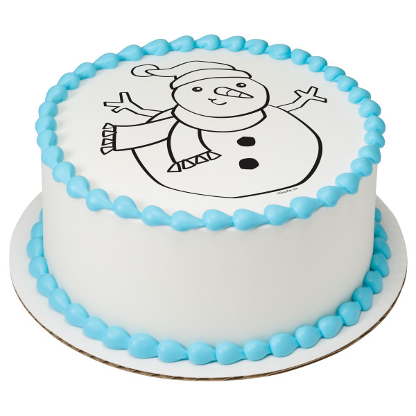 Paintable Winter Snowman PhotoCake® Edible Image®