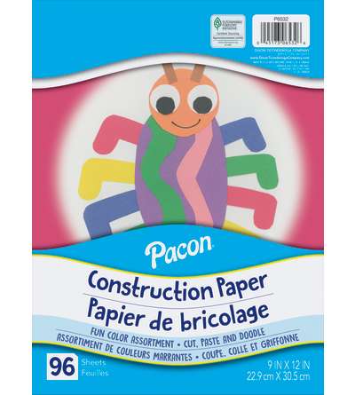 Pacon® Construction Paper, Assorted Colors, 9" x 12", 96 Sheets