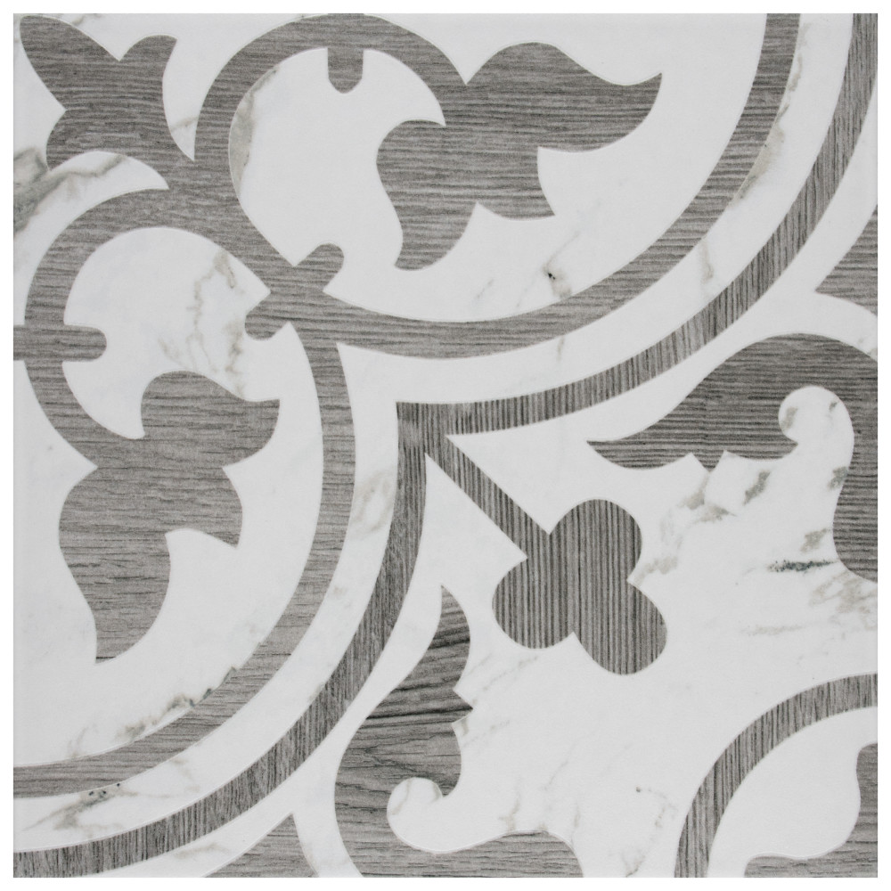 Llama Arte Loire Silver Smoke 9-3/4 in. x 9-3/4 in. Porcelain Floor and Wall Tile
