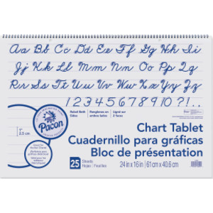 Chart Tablet, Cursive Cover, 1" Ruled, 24" x 16", 25 Sheets