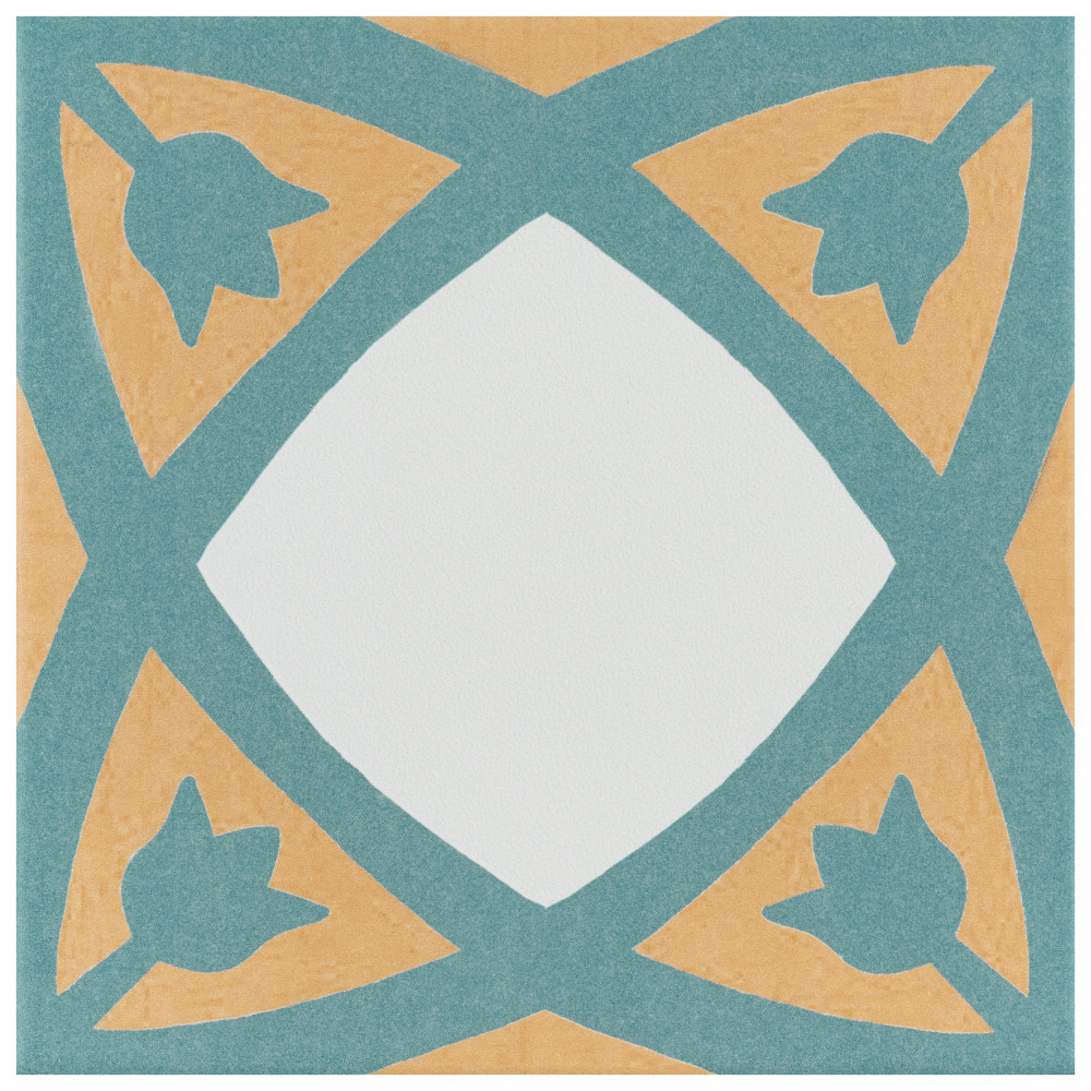 Revival Tulip 7-3/4 in. x 7-3/4 in. Ceramic Floor and Wall Tile