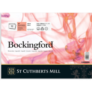 Bockingford Watercolor Pad, Hot Pressed, White, Glue Binding, 140lb/300gsm, 12 Sheet, 9x12 inch, 1 Count