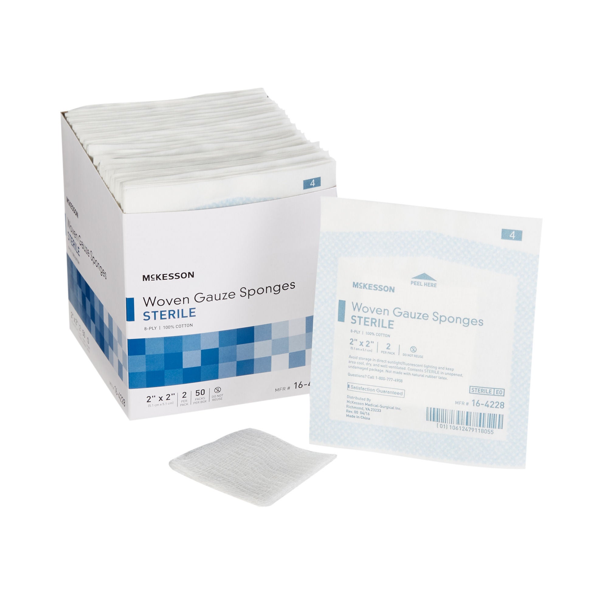 McKesson Sterile Gauze Sponge, 2 x 2 Inch, Eight Ply