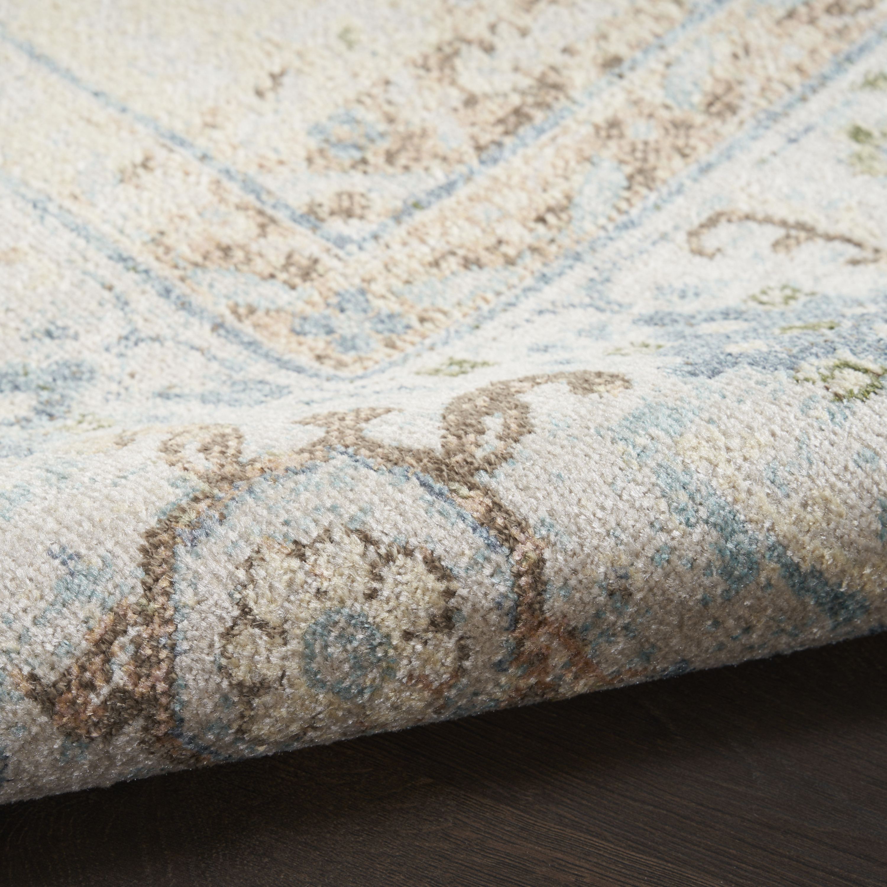 Nourison Astra Machine Washable 3'3" x 5' Ivory Blue Vintage Indoor Rug