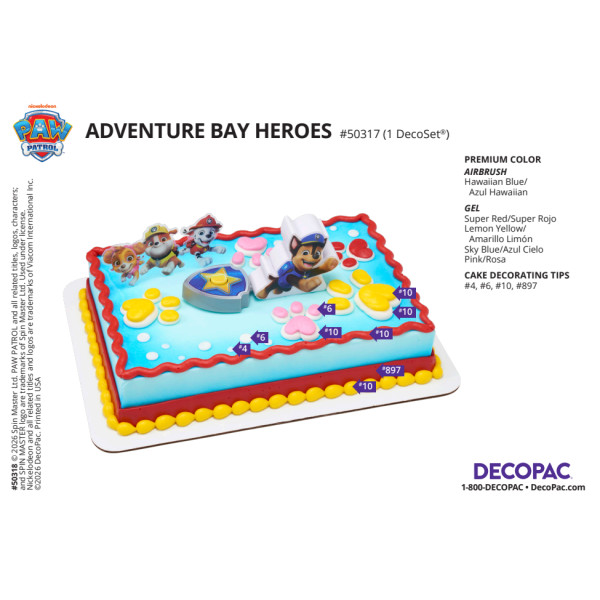PAW Patrol Adventure Bay Heroes Cake Decorating Instruction Card