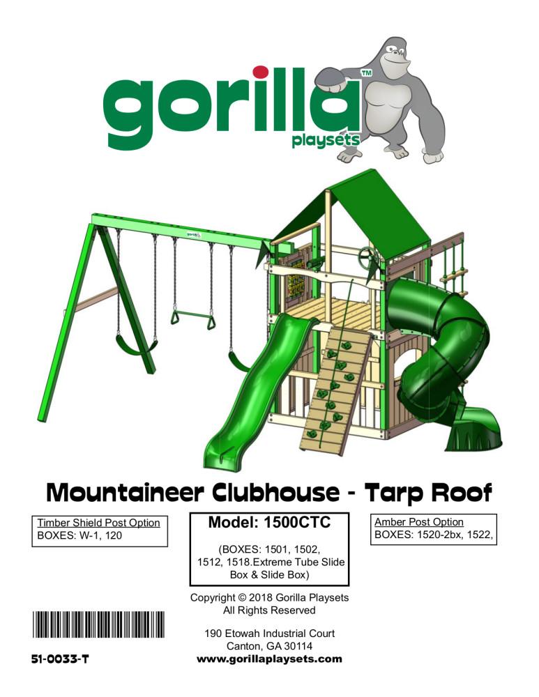 Gorilla Playsets Mountaineer Clubhouse Wooden Swing Set with Green