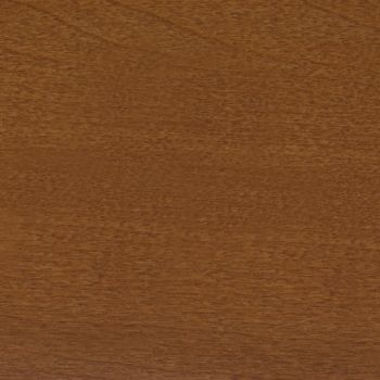 Medium-brown stained wood panel (horizontal grain) â€” filling the frame and showing subtle texture â€” lying flat under even, neutral indoor lighting, resembling a tabletop or cabinet face.