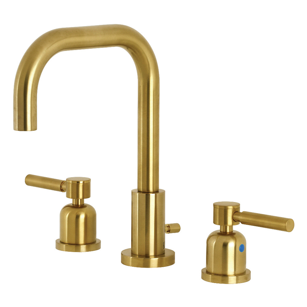 Widespread Bathroom Faucet with Brass Pop-Up, Brushed Brass with 6 Finish Options