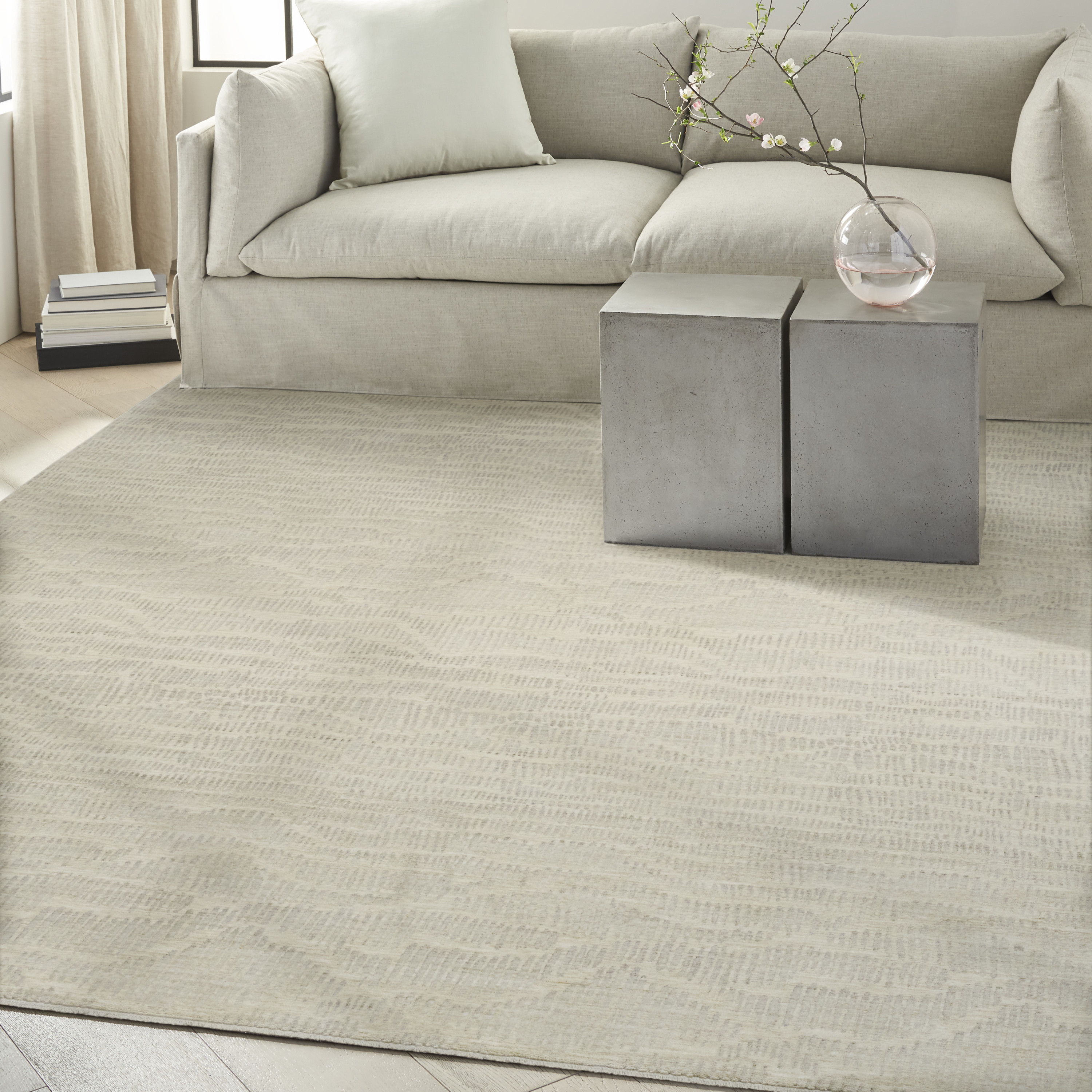 Calvin Klein CK079 Notes 7'10" x 9'10" Ivory Silver Modern Indoor Rug
