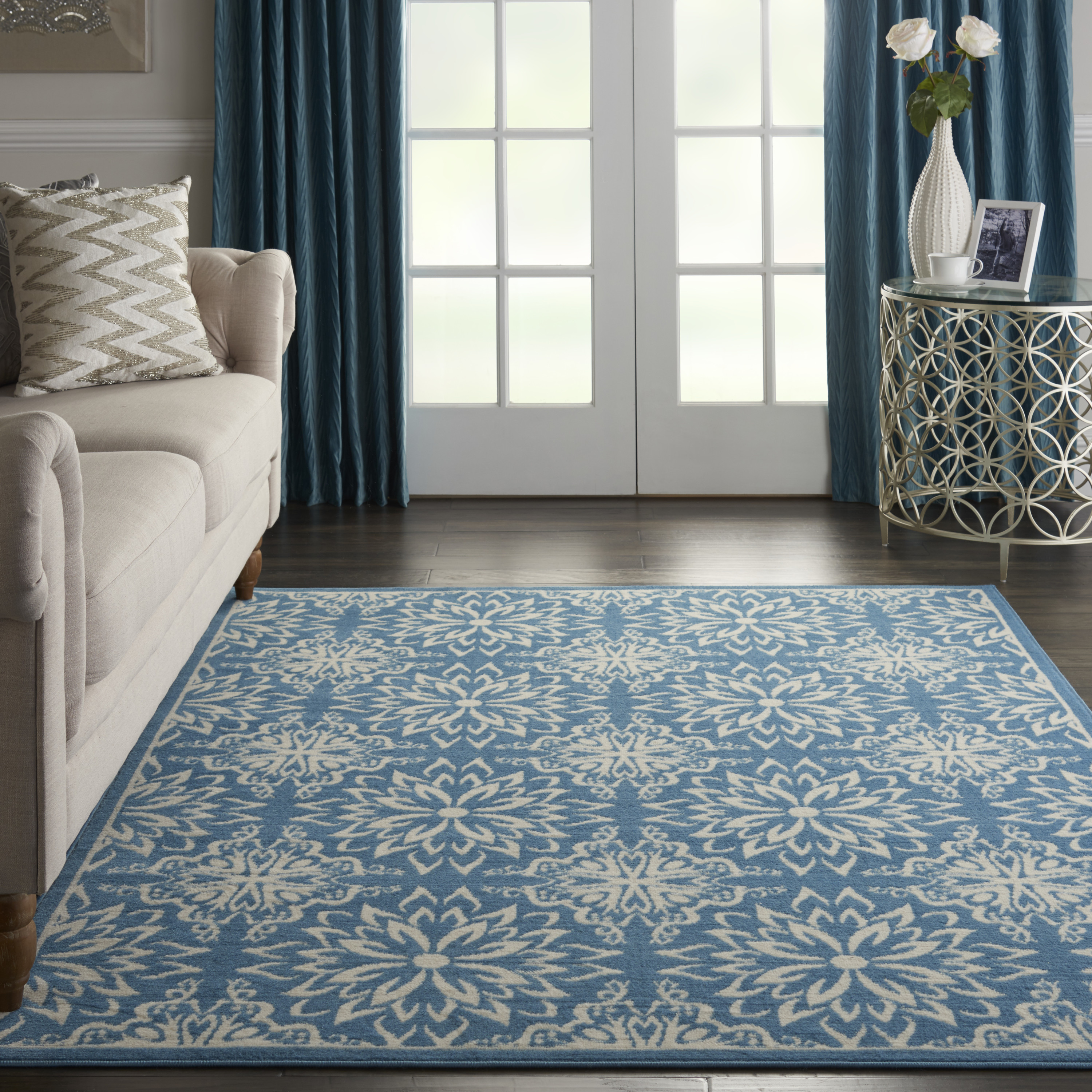Nourison Jubilant 6' x 9' Ivory Blue Farmhouse Indoor Rug