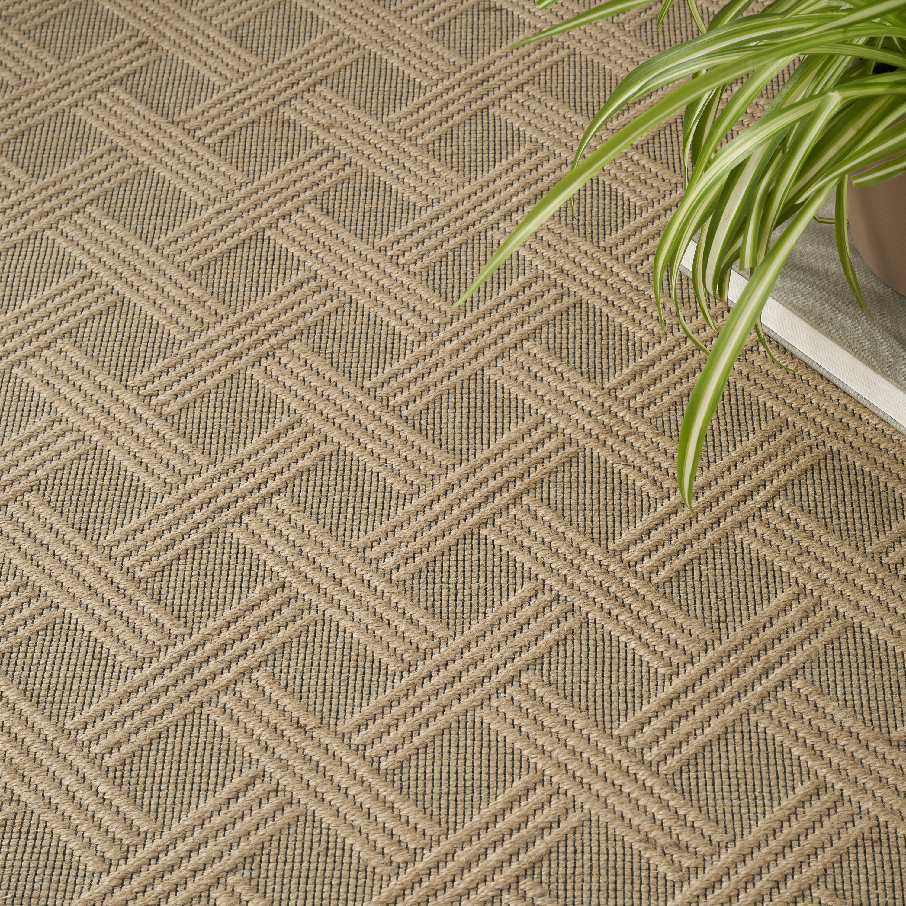Nourison Washable Jute 7'10" x 9'10" Natural Modern Indoor Rug
