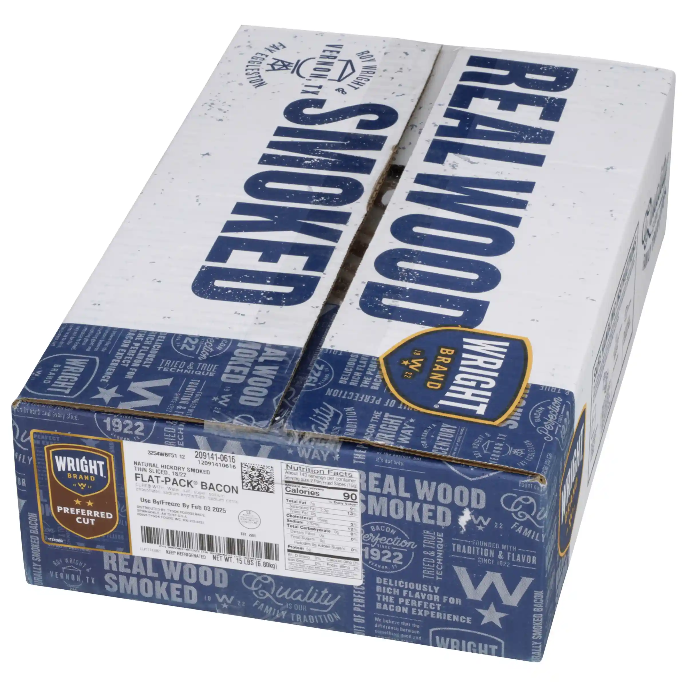 Wright® Brand Naturally Hickory Smoked Thin Sliced Flat-Pack® Bacon, 18/22 _image_5