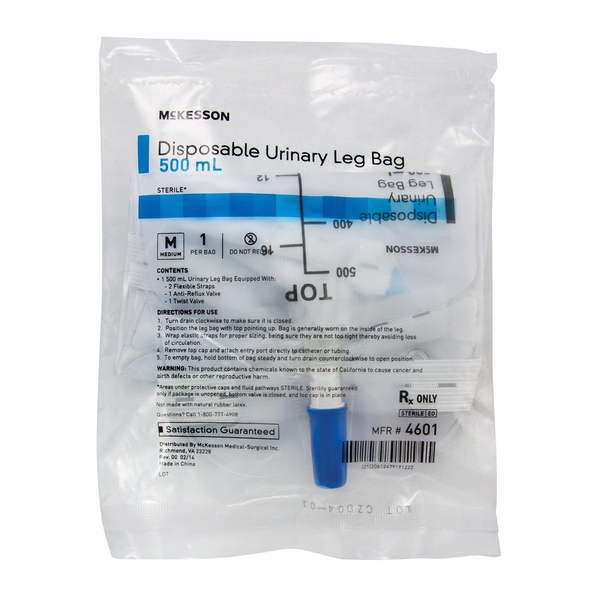 McKesson Disposable Urinary Leg Bag, 500 mL