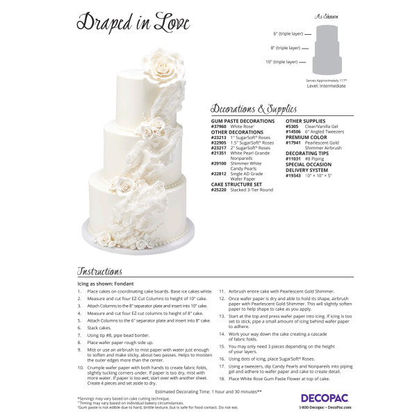 Draped in Love Cake Decorating Instruction Card