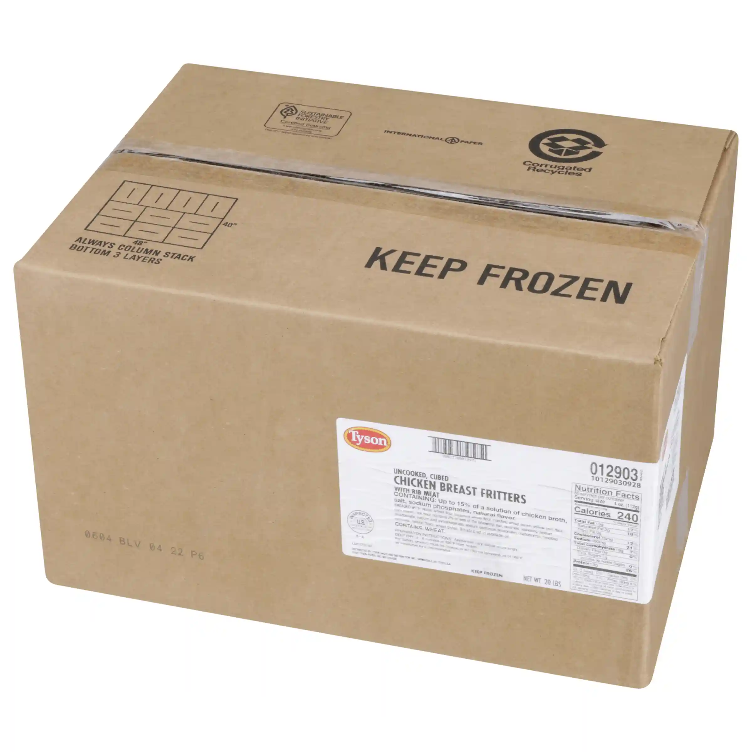 Tyson® Uncooked Battered Boneless Skinless Cubed Chicken Breast Fritters_image_5