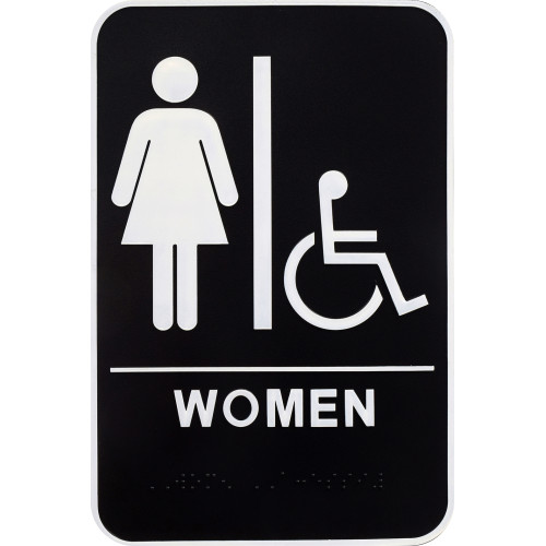 Women's Handicapped Restroom Sign with Braille, 6