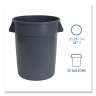 Boardwalk, 32 gal, Polyethylene, Gray, Round, Receptacle
