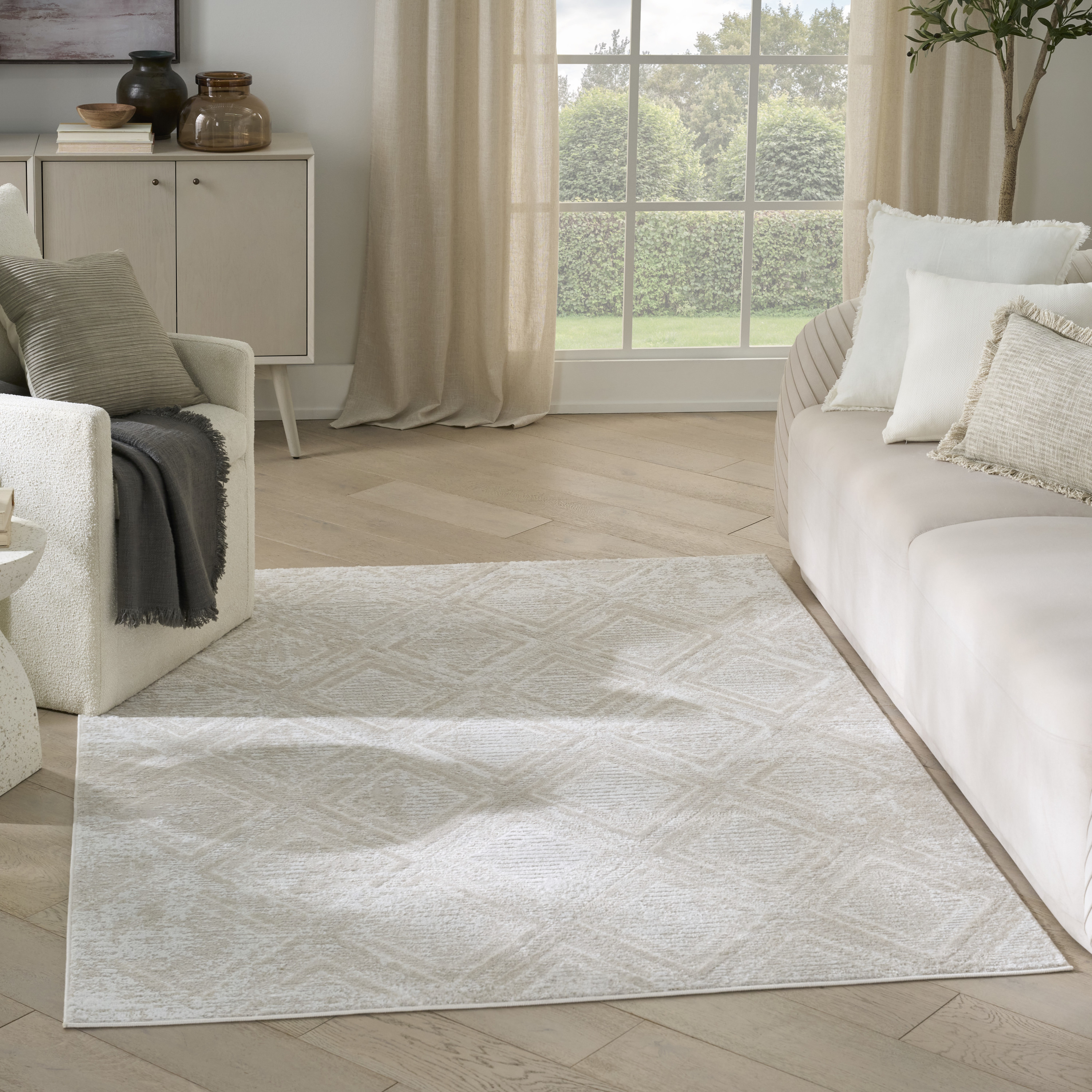 Nourison Dekor 5'3" x 7' Beige Modern Indoor Rug