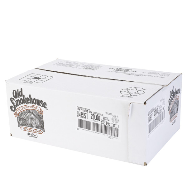 OLD SMOKEHOUSE(r) Bacon, Pecanwood Smoked, 13/17 slice, 2/10lb. . C1RA - Front Right Closed Case (Hi Res)