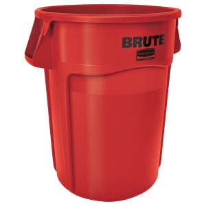 Rubbermaid Commercial, VENTED BRUTE®, 44gal, Resin, Red, Round, Receptacle