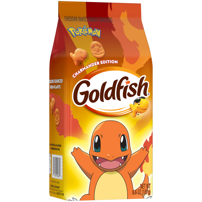 Goldfish® Pokémon Charmander Cheddar Cheese Baked Snack Crackers, 6.6 oz, bag - Left Angle Image