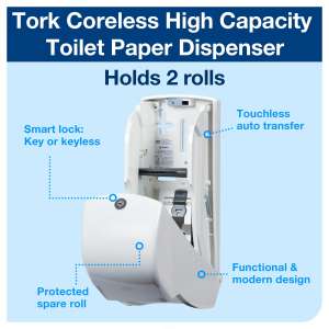 Tork, Twin T7 Elevation, Coreless Bath Tissue Dispenser, White