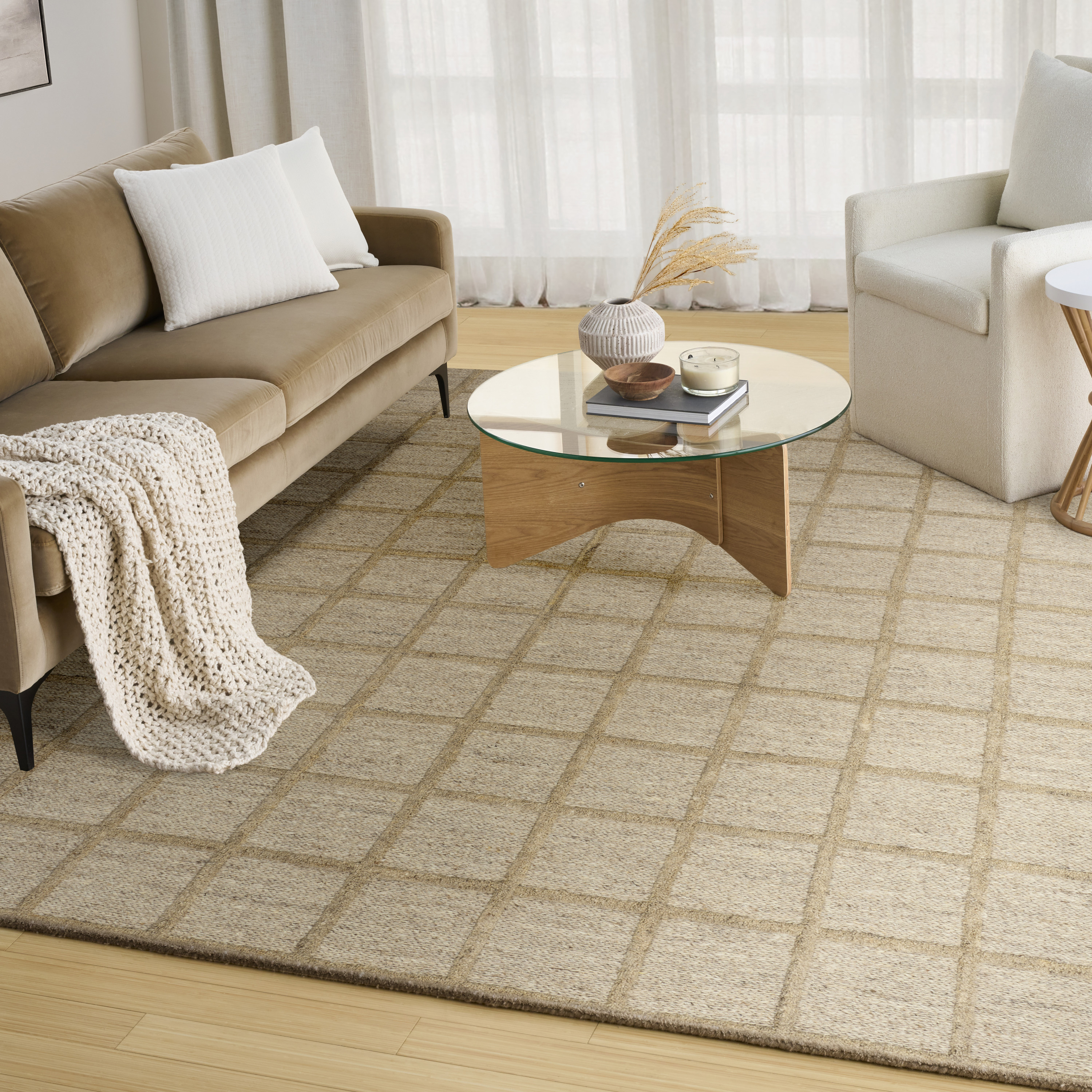 DKNY Pure Framework 9'6" x 13'6" Camel Modern Indoor Rug