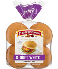 Pepperidge Farm® Soft White Hamburger Buns, split and toasted