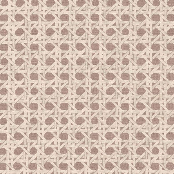 Woven beige-and-taupe lattice fabric, showing interlaced triangular strips forming a repeating geometric texture across a flat, evenly lit wallpaper or upholstery sample.