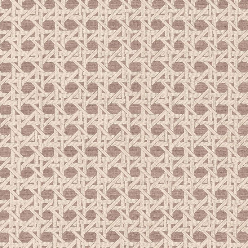 Woven beige-and-taupe lattice fabric, showing interlaced triangular strips forming a repeating geometric texture across a flat, evenly lit wallpaper or upholstery sample.