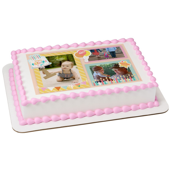 Happy Birthday Collage PhotoCake® Edible Image® Frame