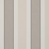 Vertical striped wallpaper with alternating wide beige and textured gray panels, separated by thin dark borders and narrow off-white stripes; covers a wall, forming a neutral, softly lit interior backdrop.