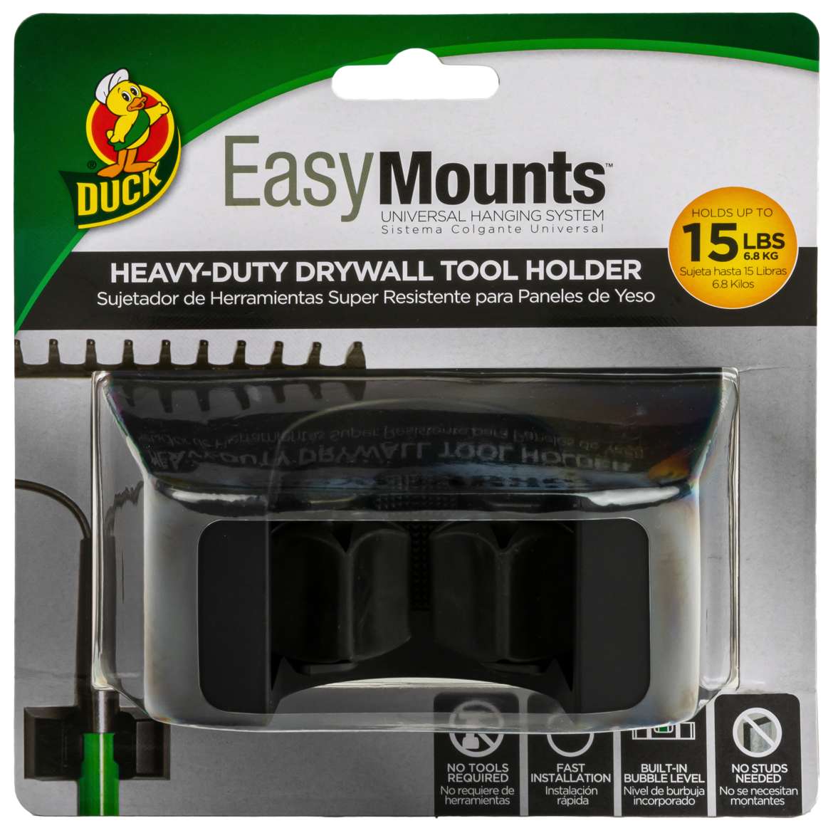 Duck® Brand EasyMounts® Heavy-Duty Drywall Tool Holder – Black