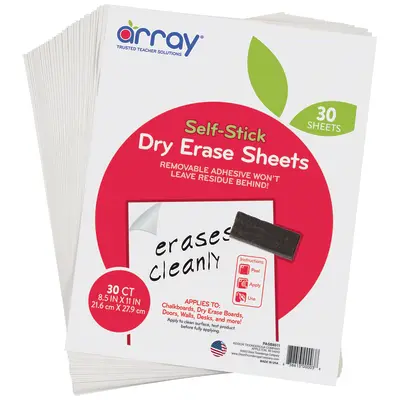 Array  Dry Erase Sheets, Self-Adhesive, White,  8-1/2