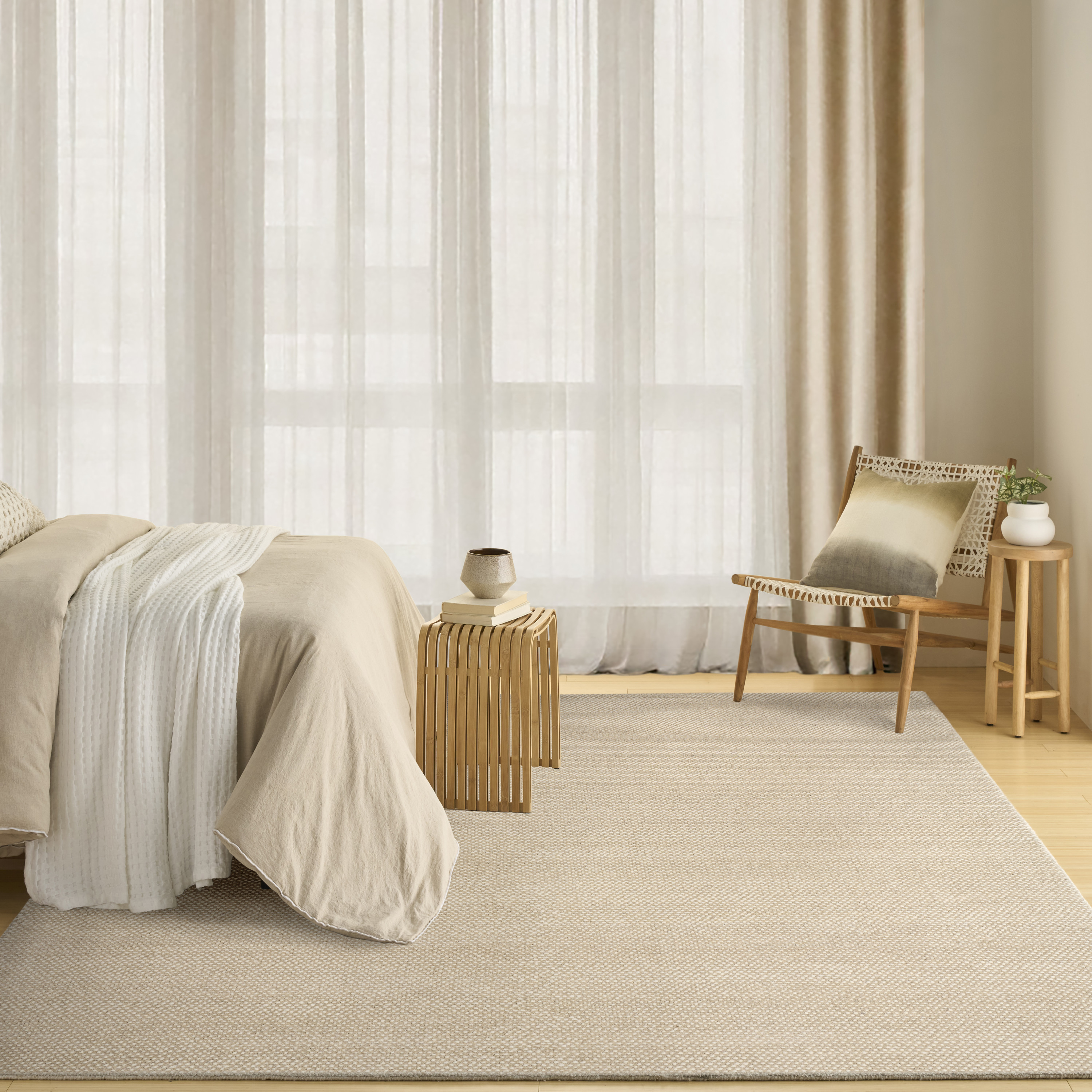 DKNY Pure Rows 5'3" x 7'3" Ivory Taupe Farmhouse Indoor Rug