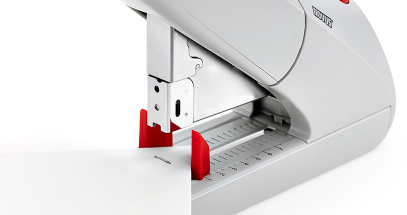 The Dual Staple Guide provides even pressure on each staple for uniform clinches.