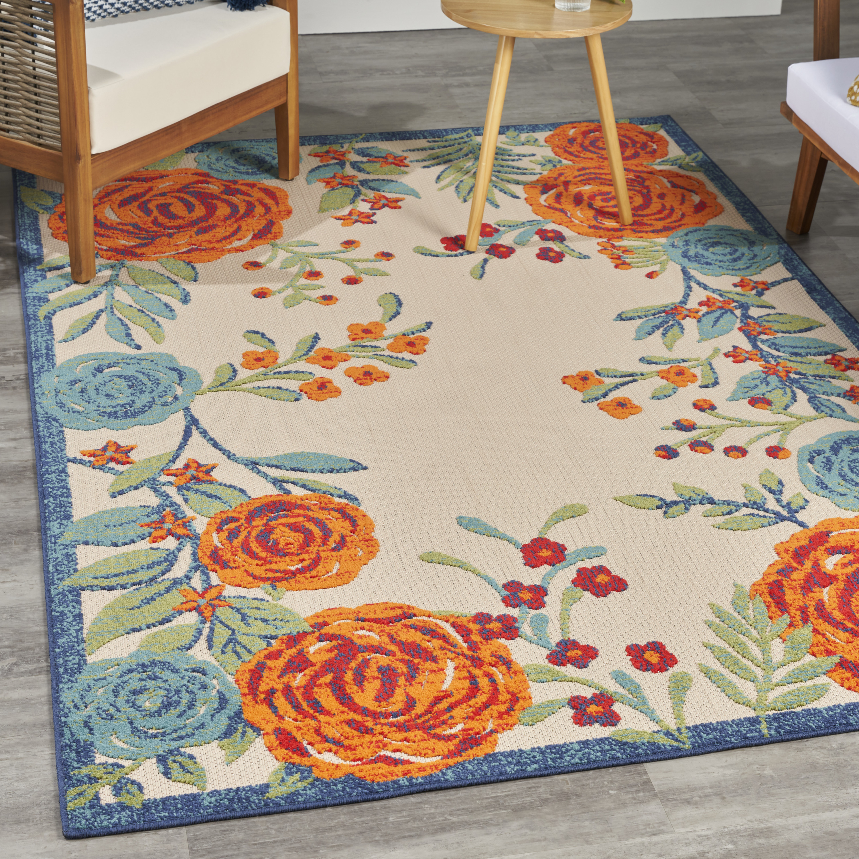 Nourison Aloha 3'6" x 5'6" Ivory Multicolor Outdoor Rug