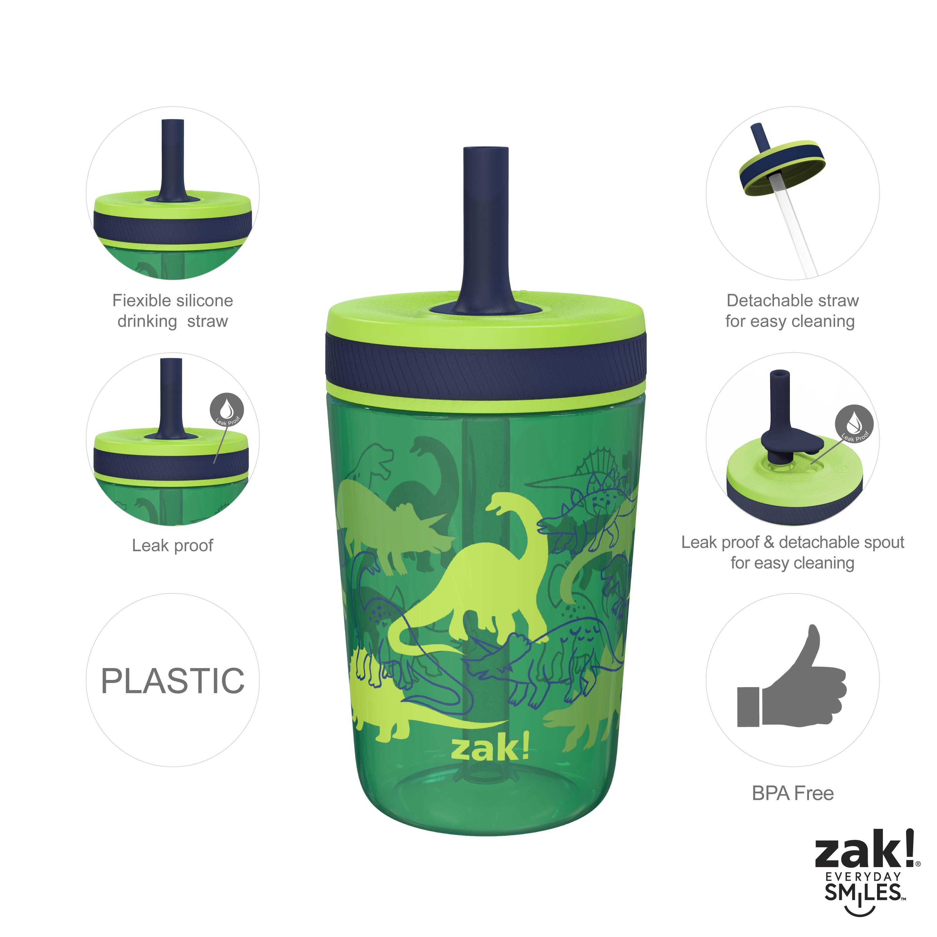 Zak Hydration 15  ounce Plastic Tumbler, Dino Camo, 3-piece set slideshow image 7