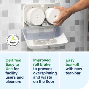 SCA558060, Tork, T7 Optiserve 2-Roll Coreless Bath Tissue Dispenser, White